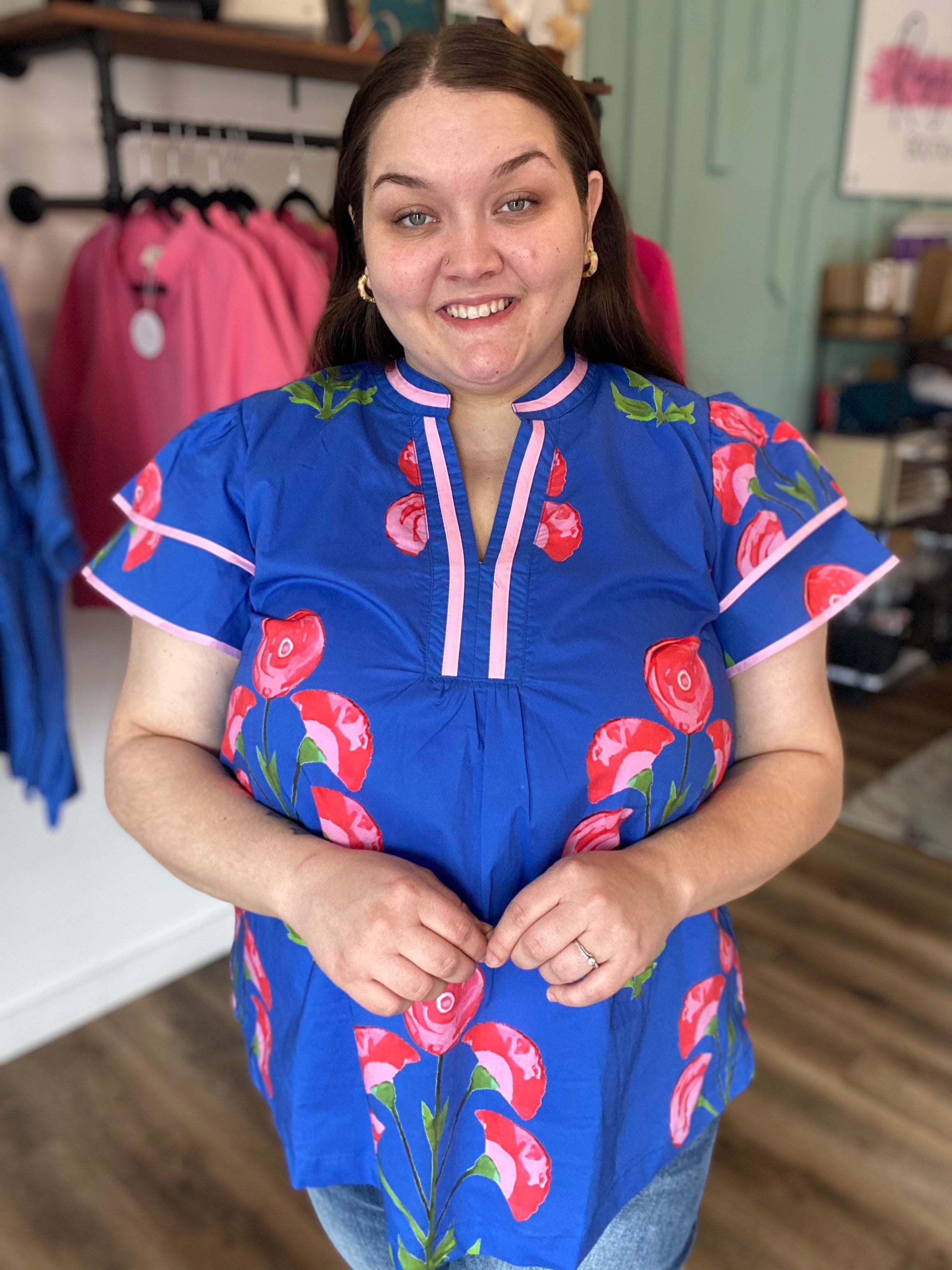 Shop Blossom Meadow Print Top- at Ruby Joy Boutique, a Women's Clothing Store in Pickerington, Ohio