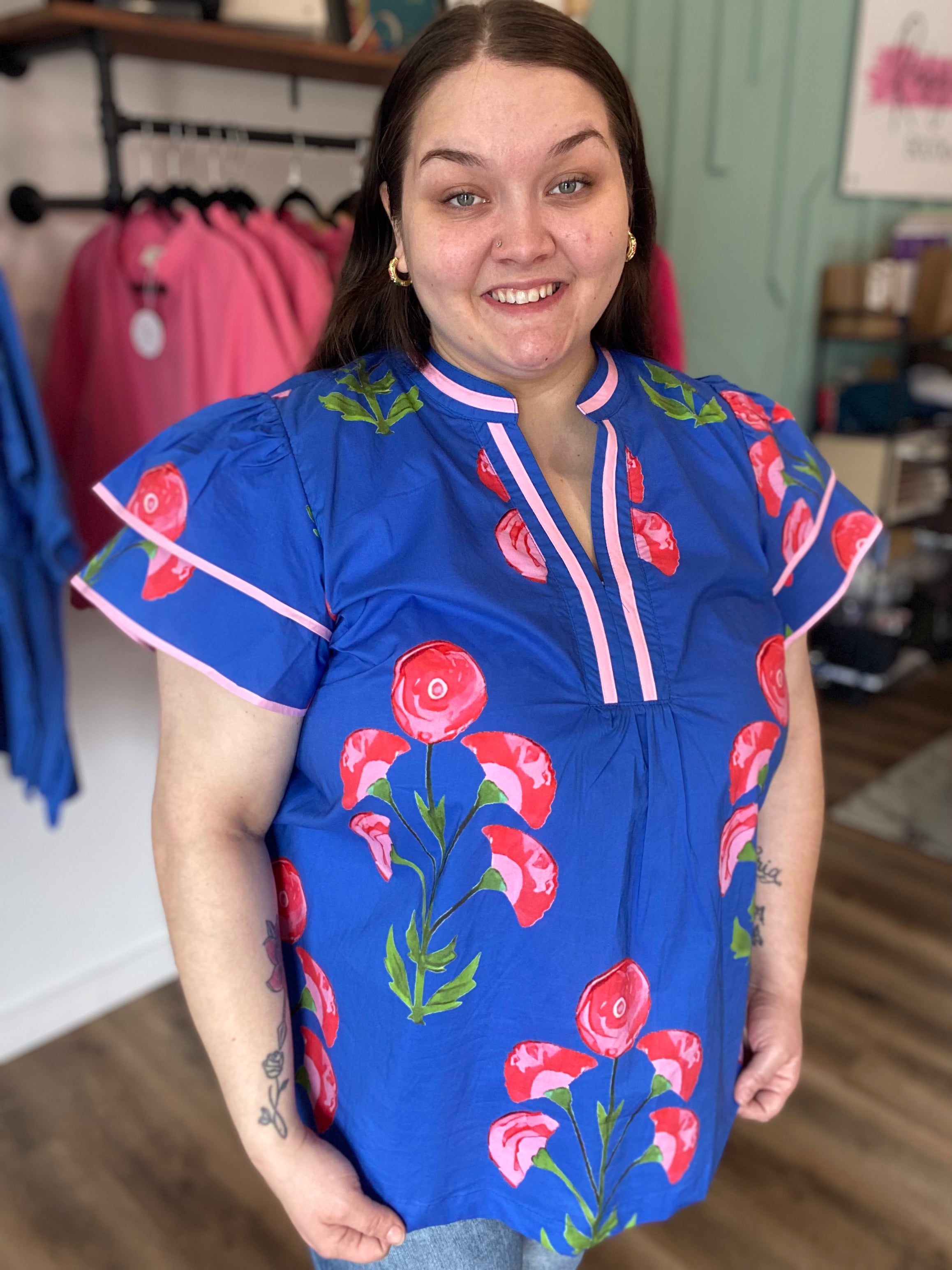 Shop Blossom Meadow Print Top- at Ruby Joy Boutique, a Women's Clothing Store in Pickerington, Ohio