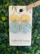 Shop Blue and White Floral Dangles-Earrings at Ruby Joy Boutique, a Women's Clothing Store in Pickerington, Ohio