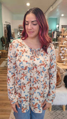 Shop Boho Floral Thermal Top-Long Sleeve Top at Ruby Joy Boutique, a Women's Clothing Store in Pickerington, Ohio