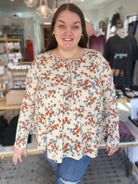 Shop Boho Floral Thermal Top-Long Sleeve Top at Ruby Joy Boutique, a Women's Clothing Store in Pickerington, Ohio