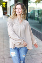 Shop Boho Vibes Smocked Bubble Sleeve Top-Blouse at Ruby Joy Boutique, a Women's Clothing Store in Pickerington, Ohio