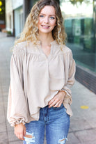 Shop Boho Vibes Smocked Bubble Sleeve Top-Blouse at Ruby Joy Boutique, a Women's Clothing Store in Pickerington, Ohio