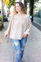 Shop Boho Vibes Smocked Bubble Sleeve Top-Blouse at Ruby Joy Boutique, a Women's Clothing Store in Pickerington, Ohio