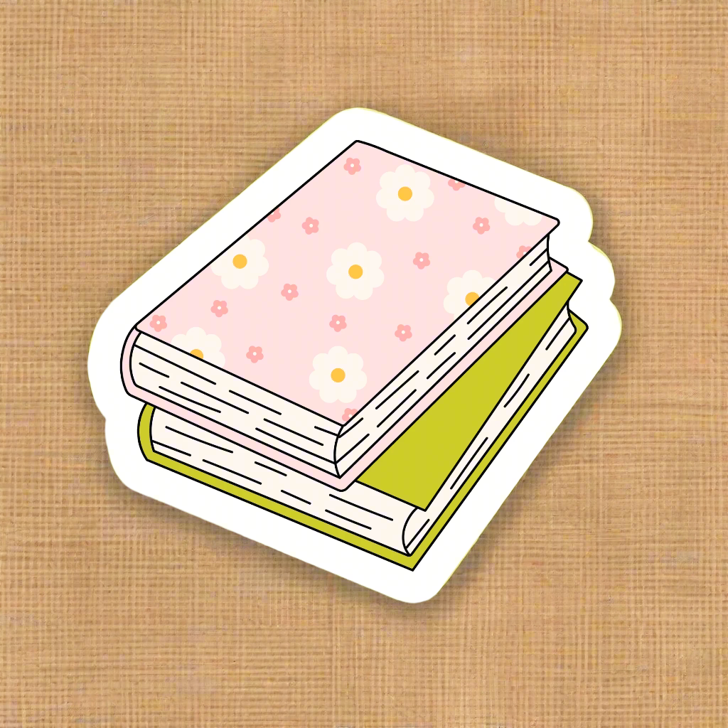 Shop Book Stack Waterproof Vinyl Sticker- at Ruby Joy Boutique, a Women's Clothing Store in Pickerington, Ohio