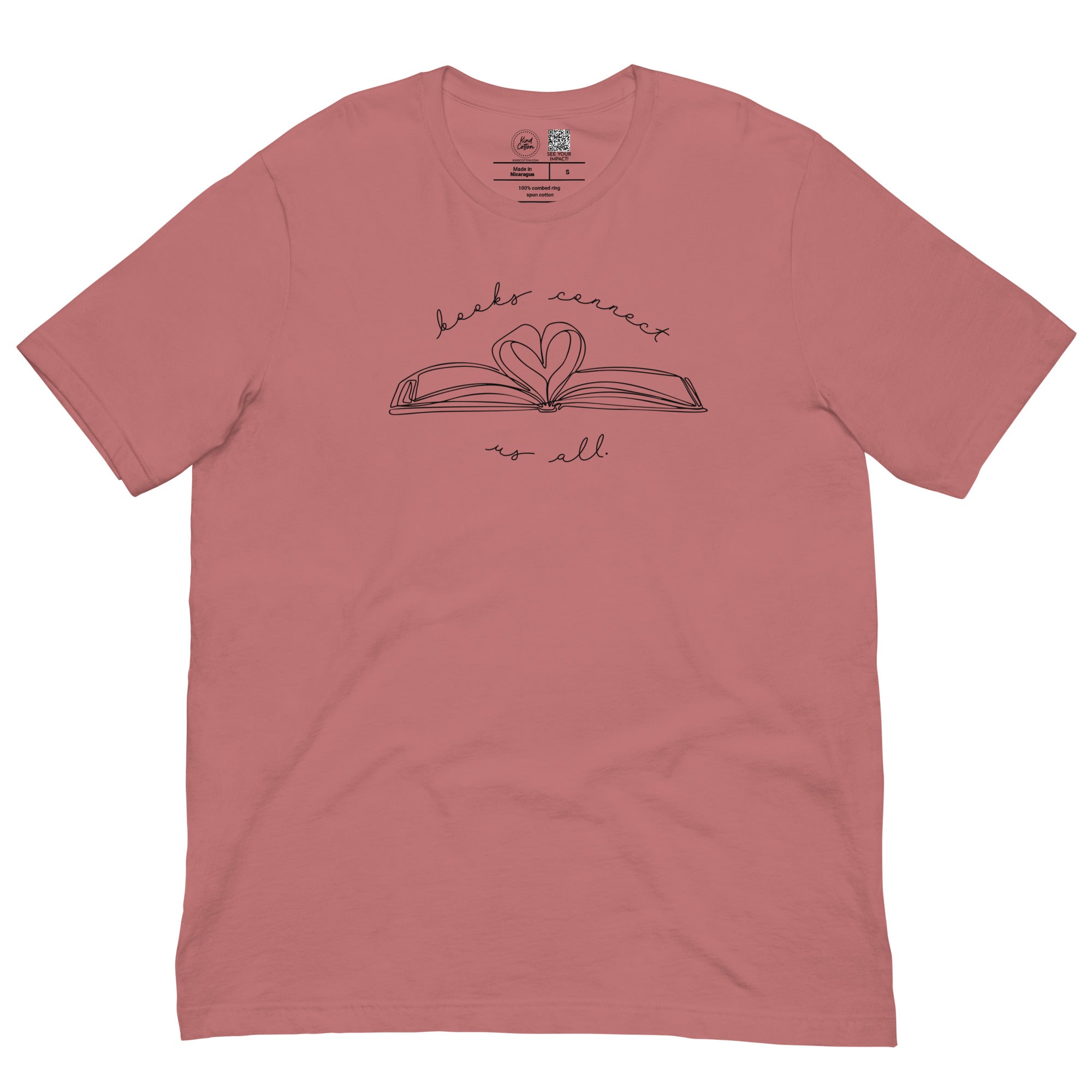 Shop Books Connect Us All Classic Tee | Kind Cotton-Mauve at Ruby Joy Boutique, a Women's Clothing Store in Pickerington, Ohio