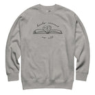 Shop Books Connect Us All Embroidered Crewneck Sweatshirt | Kind Cotton-Grey at Ruby Joy Boutique, a Women's Clothing Store in Pickerington, Ohio