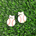 Shop Bow Baseball Earrings- at Ruby Joy Boutique, a Women's Clothing Store in Pickerington, Ohio