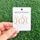 Shop Bow Baseball Earrings- at Ruby Joy Boutique, a Women's Clothing Store in Pickerington, Ohio