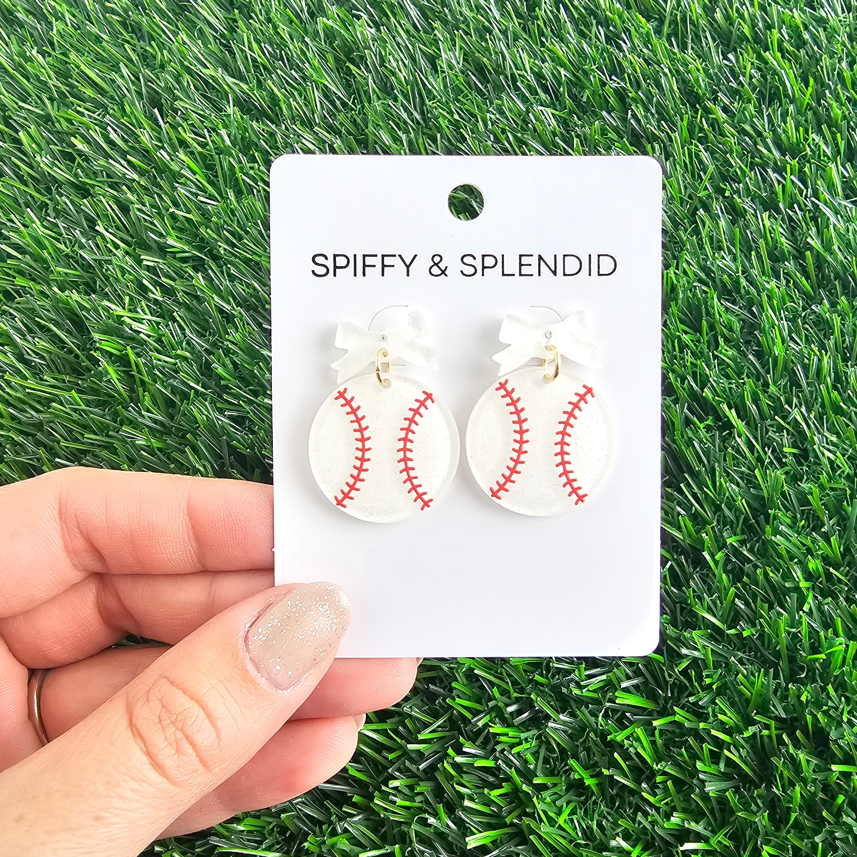 Shop Bow Baseball Earrings- at Ruby Joy Boutique, a Women's Clothing Store in Pickerington, Ohio