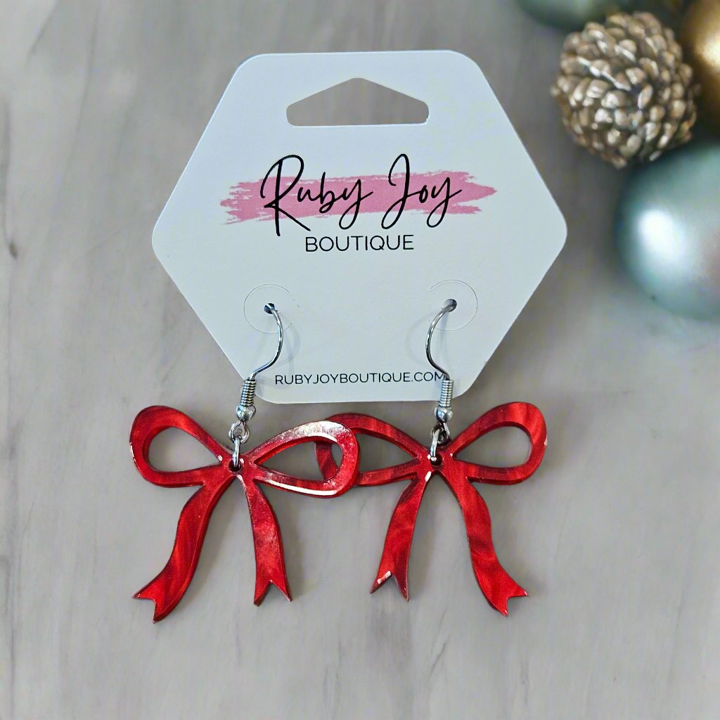 Shop Bow Dangle Earrings-Earrings at Ruby Joy Boutique, a Women's Clothing Store in Pickerington, Ohio