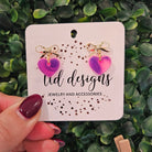 Shop Bow Heart Dangle Earrings-Pink Iridescent at Ruby Joy Boutique, a Women's Clothing Store in Pickerington, Ohio