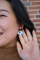 Shop Bow Soccer Ball Earrings- at Ruby Joy Boutique, a Women's Clothing Store in Pickerington, Ohio