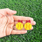 Shop Bow Softball Earrings- at Ruby Joy Boutique, a Women's Clothing Store in Pickerington, Ohio
