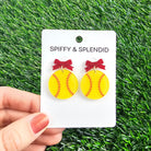 Shop Bow Softball Earrings- at Ruby Joy Boutique, a Women's Clothing Store in Pickerington, Ohio