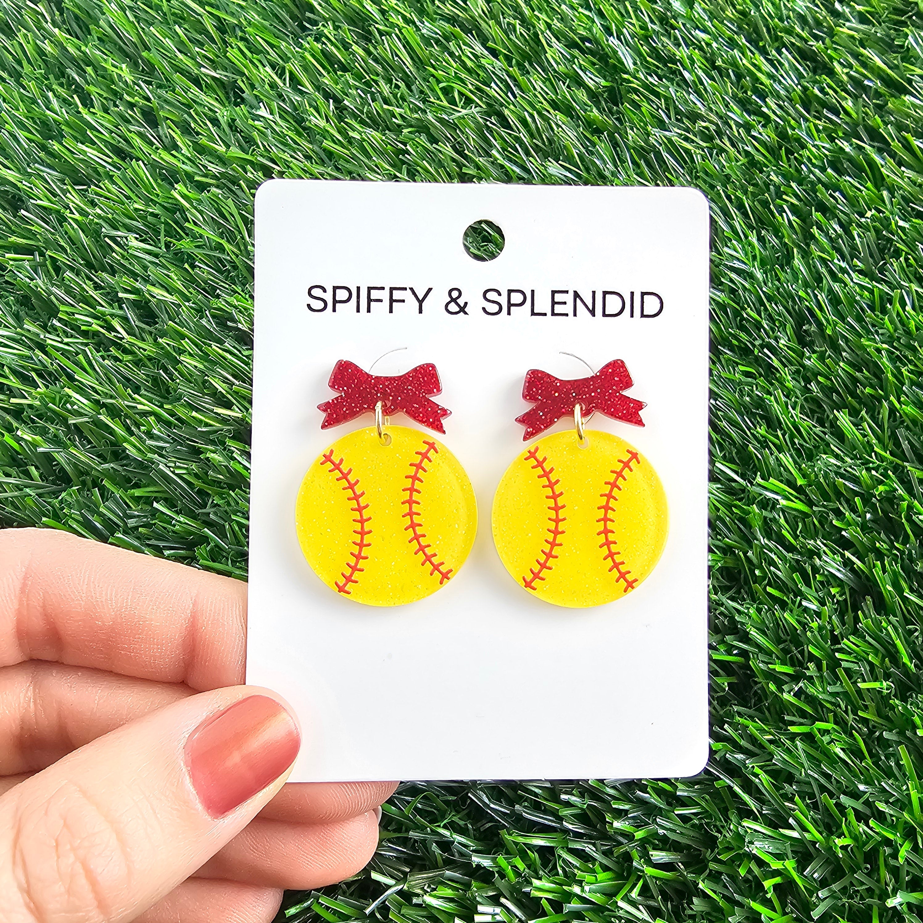Shop Bow Softball Earrings- at Ruby Joy Boutique, a Women's Clothing Store in Pickerington, Ohio