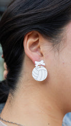 Shop Bow Volleyball Earrings- at Ruby Joy Boutique, a Women's Clothing Store in Pickerington, Ohio