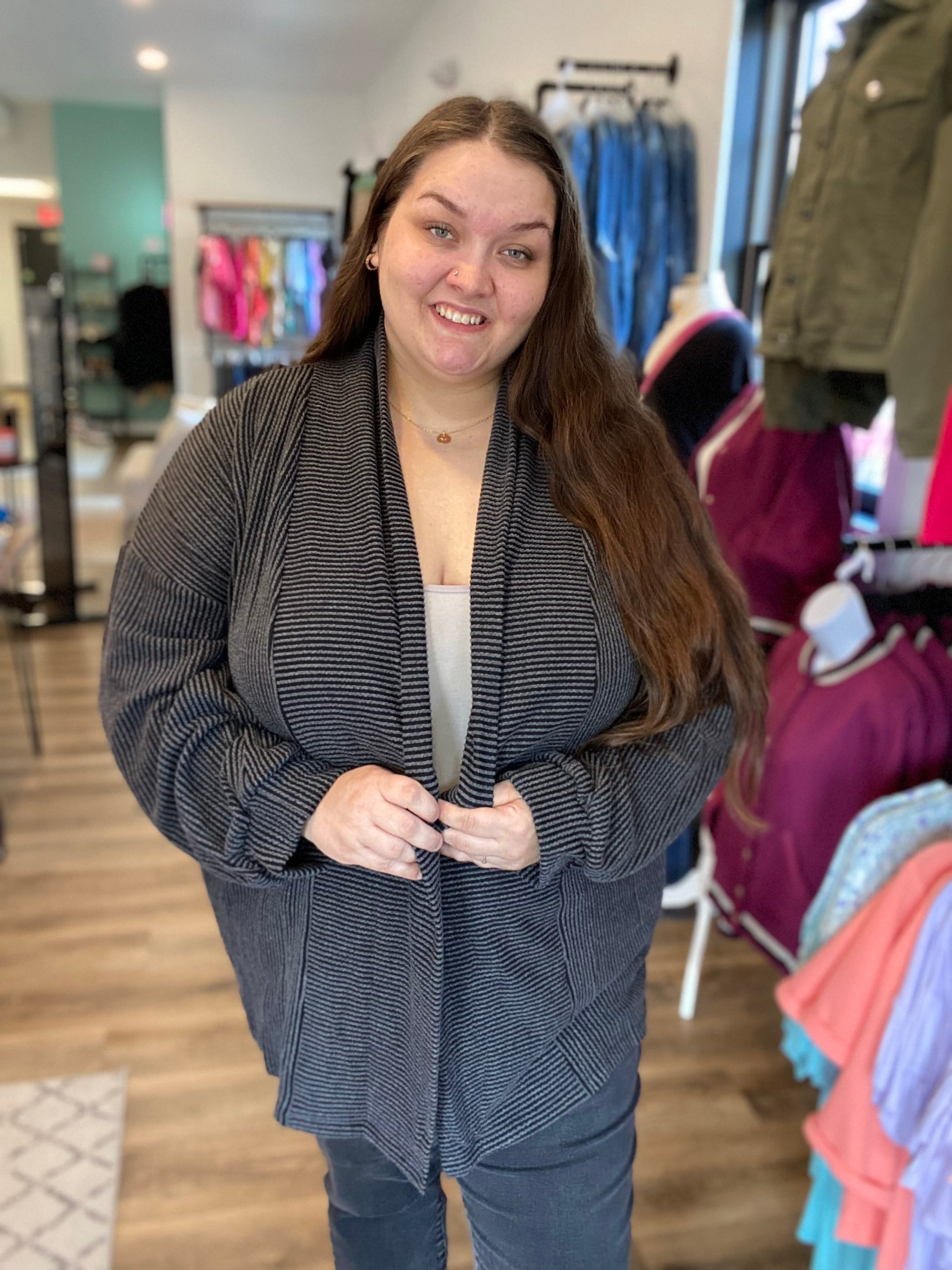 Shop Brielle Open Cardigan - Black-Cardigan at Ruby Joy Boutique, a Women's Clothing Store in Pickerington, Ohio