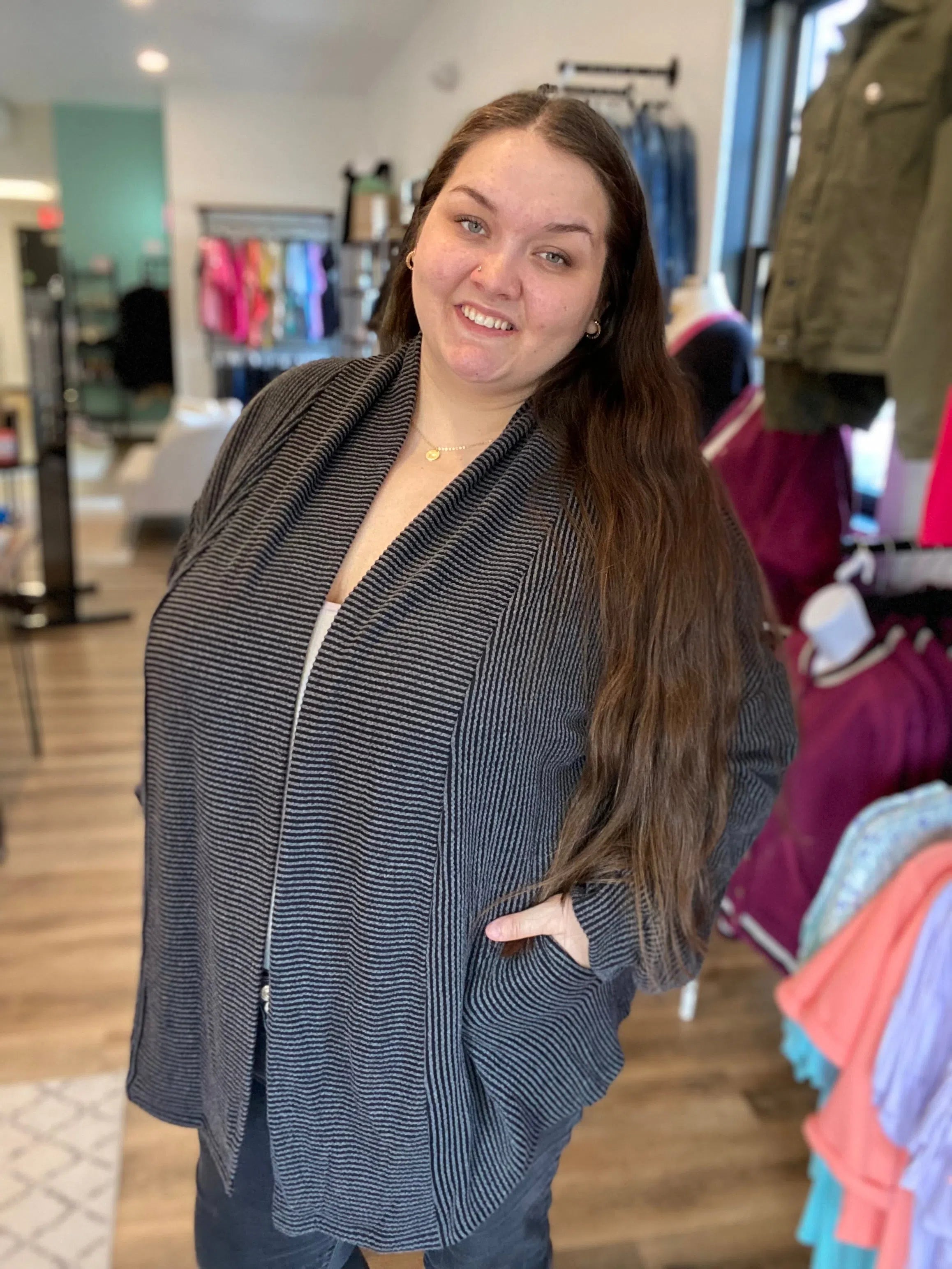 Shop Brielle Open Cardigan - Black-Cardigan at Ruby Joy Boutique, a Women's Clothing Store in Pickerington, Ohio