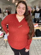 Shop Brooklyn Button Top - Brick-Shirts at Ruby Joy Boutique, a Women's Clothing Store in Pickerington, Ohio