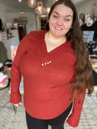 Shop Brooklyn Button Top - Brick-Shirts at Ruby Joy Boutique, a Women's Clothing Store in Pickerington, Ohio