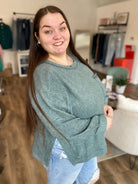 Shop Brushed Hacci Pocket Sweater - Ash Jade- at Ruby Joy Boutique, a Women's Clothing Store in Pickerington, Ohio