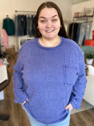 Shop Brushed Ribbed Pocket Shirt - Marlin Blue- at Ruby Joy Boutique, a Women's Clothing Store in Pickerington, Ohio