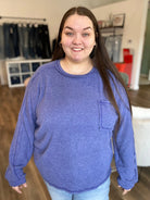 Shop Brushed Ribbed Pocket Shirt - Marlin Blue-1XL/2XL at Ruby Joy Boutique, a Women's Clothing Store in Pickerington, Ohio