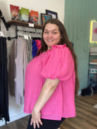 Shop Brynn Puff Sleeve Top-Blouse at Ruby Joy Boutique, a Women's Clothing Store in Pickerington, Ohio