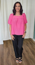 Shop Brynn Puff Sleeve Top-Blouse at Ruby Joy Boutique, a Women's Clothing Store in Pickerington, Ohio