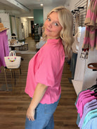 Shop Bubble Sleeved Scalloped Hem Top - Peony- at Ruby Joy Boutique, a Women's Clothing Store in Pickerington, Ohio
