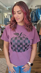 Shop Buffalo Plaid Pumpkin Graphic Tee-Graphic Tee at Ruby Joy Boutique, a Women's Clothing Store in Pickerington, Ohio