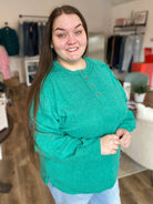 Shop Camden Ribbed Henley Top - Kelly Green-1XL/2XL at Ruby Joy Boutique, a Women's Clothing Store in Pickerington, Ohio