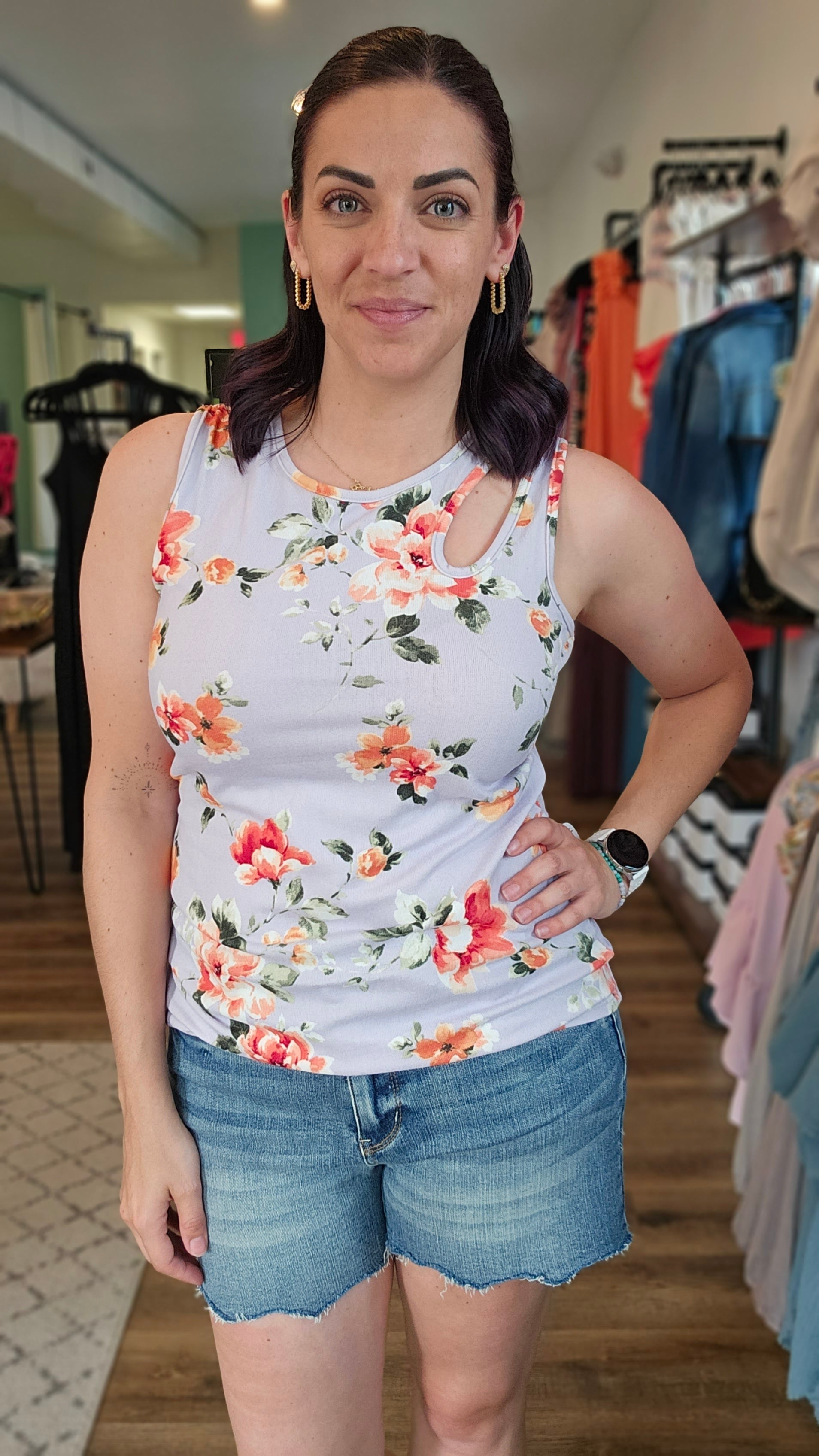 Shop Carissa Floral Tank-Tank Top at Ruby Joy Boutique, a Women's Clothing Store in Pickerington, Ohio