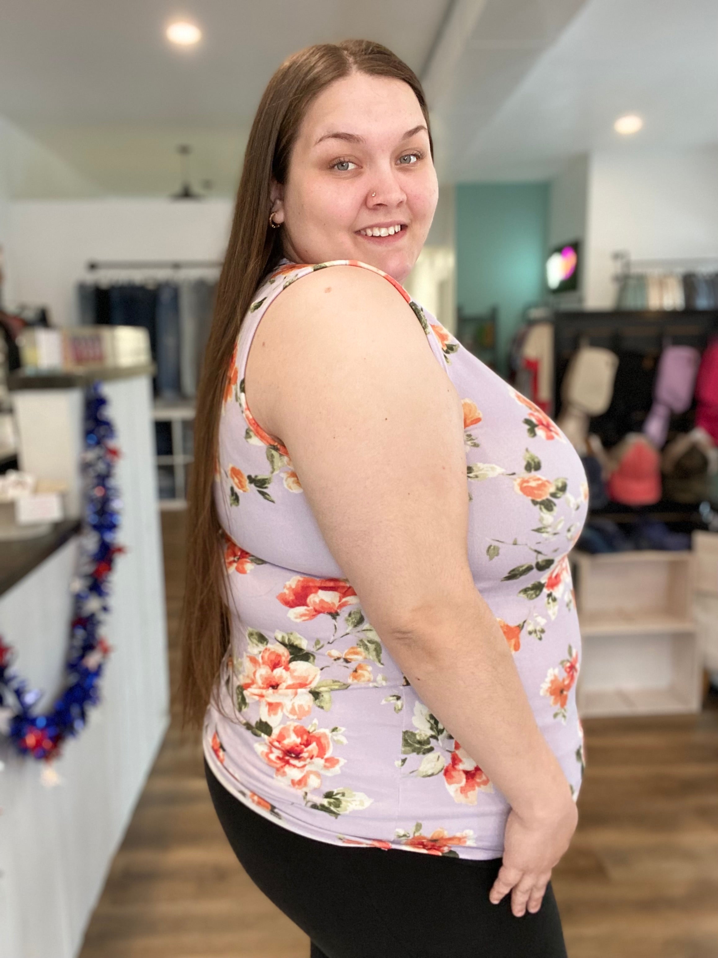 Shop Carissa Floral Tank-Tank Top at Ruby Joy Boutique, a Women's Clothing Store in Pickerington, Ohio