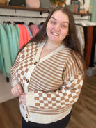 Shop Check It Out Oversized Cardigan-Cardigan at Ruby Joy Boutique, a Women's Clothing Store in Pickerington, Ohio