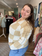 Shop Check Yes Sweater-Sweater at Ruby Joy Boutique, a Women's Clothing Store in Pickerington, Ohio