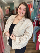 Shop Checkered Velvet Bomber Jacket-Jacket at Ruby Joy Boutique, a Women's Clothing Store in Pickerington, Ohio