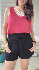 Shop Chelsea Paperbag Shorts with Tie-Shorts at Ruby Joy Boutique, a Women's Clothing Store in Pickerington, Ohio