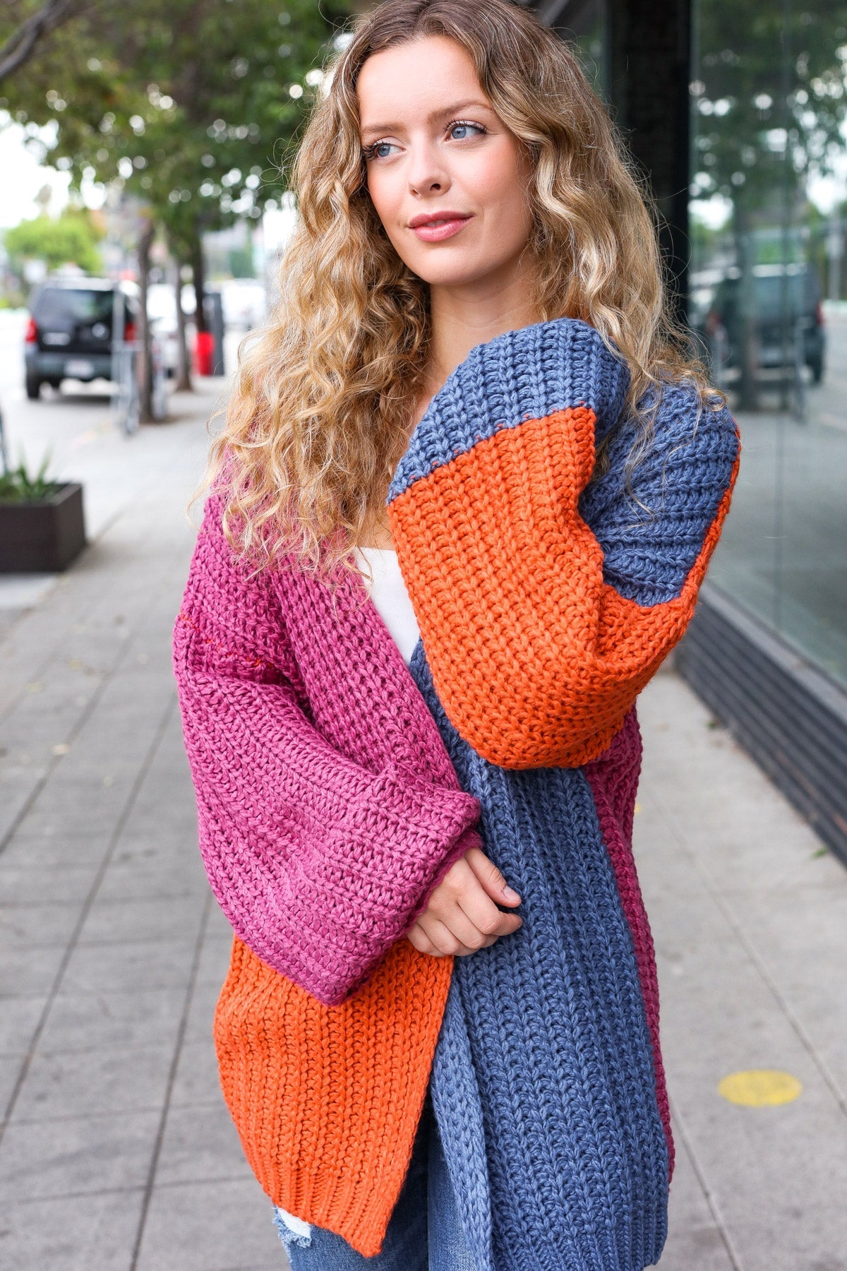 Shop Chunky Knit Color Block Cardigan-Cardigan at Ruby Joy Boutique, a Women's Clothing Store in Pickerington, Ohio