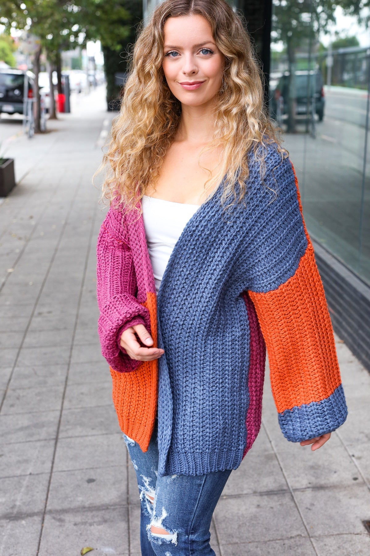 Shop Chunky Knit Color Block Cardigan-Cardigan at Ruby Joy Boutique, a Women's Clothing Store in Pickerington, Ohio