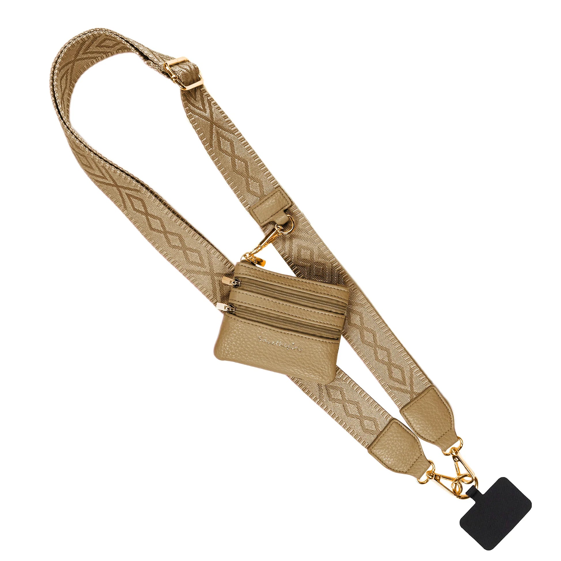 Shop Clip & Go Strap with Zippered Pouch | Save The Girls-Camel at Ruby Joy Boutique, a Women's Clothing Store in Pickerington, Ohio