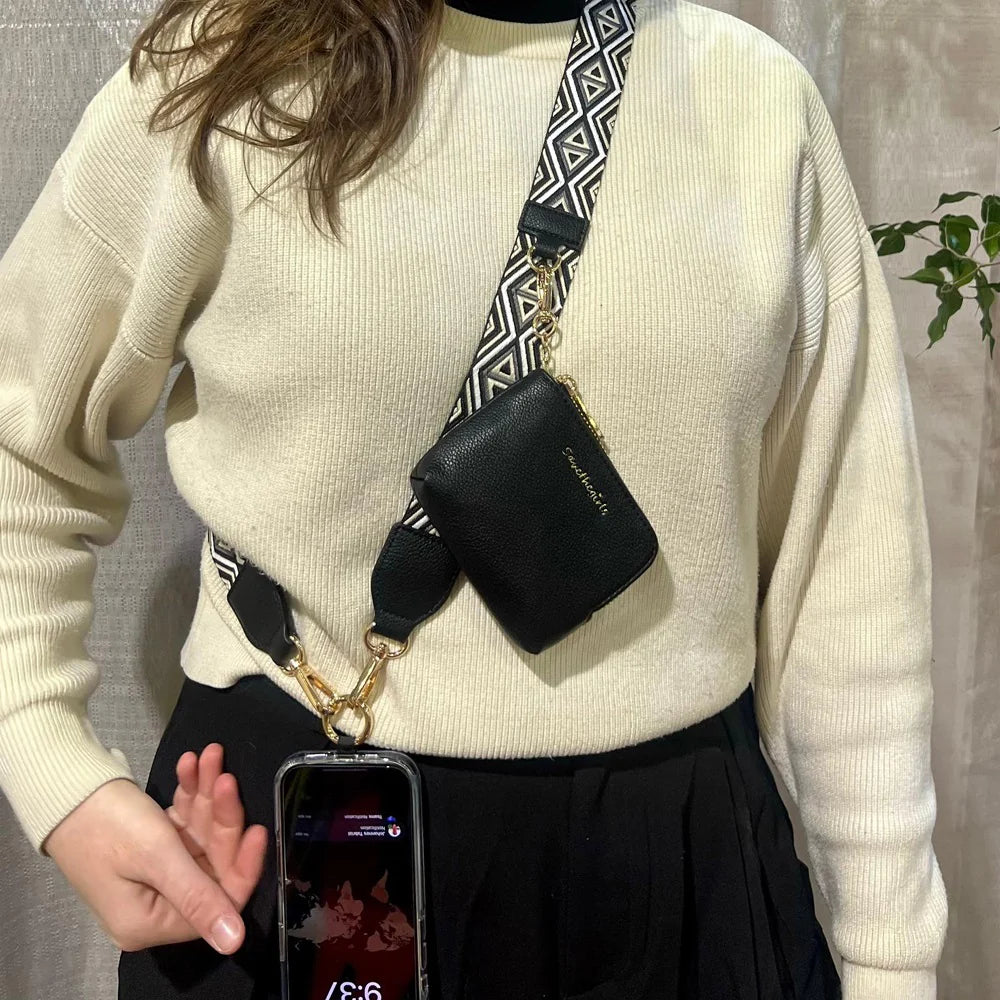 Shop Clip & Go Strap with Zippered Pouch | Save The Girls-Diamond Pattern Black at Ruby Joy Boutique, a Women's Clothing Store in Pickerington, Ohio