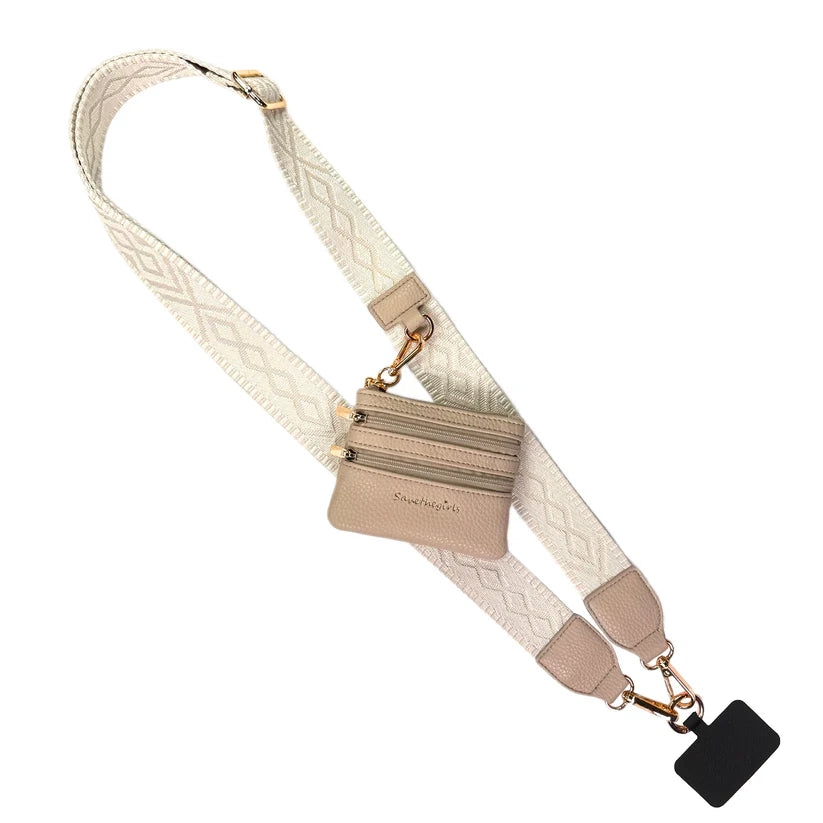 Shop Clip & Go Strap with Zippered Pouch | Save The Girls-Ivory at Ruby Joy Boutique, a Women's Clothing Store in Pickerington, Ohio