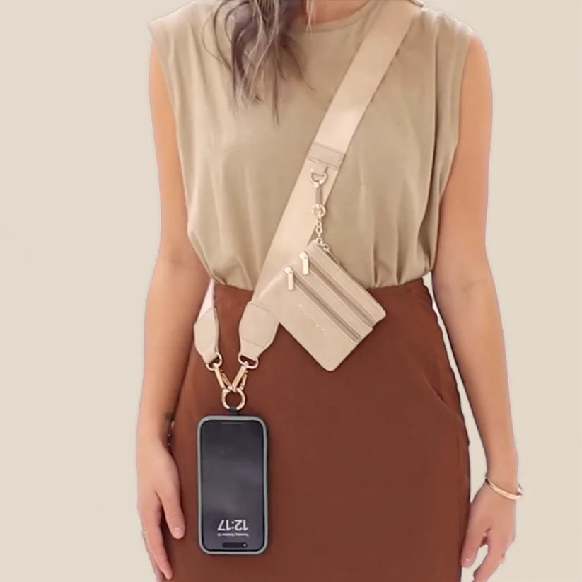Shop Clip & Go Strap with Zippered Pouch | Save The Girls-Neutral Taupe at Ruby Joy Boutique, a Women's Clothing Store in Pickerington, Ohio