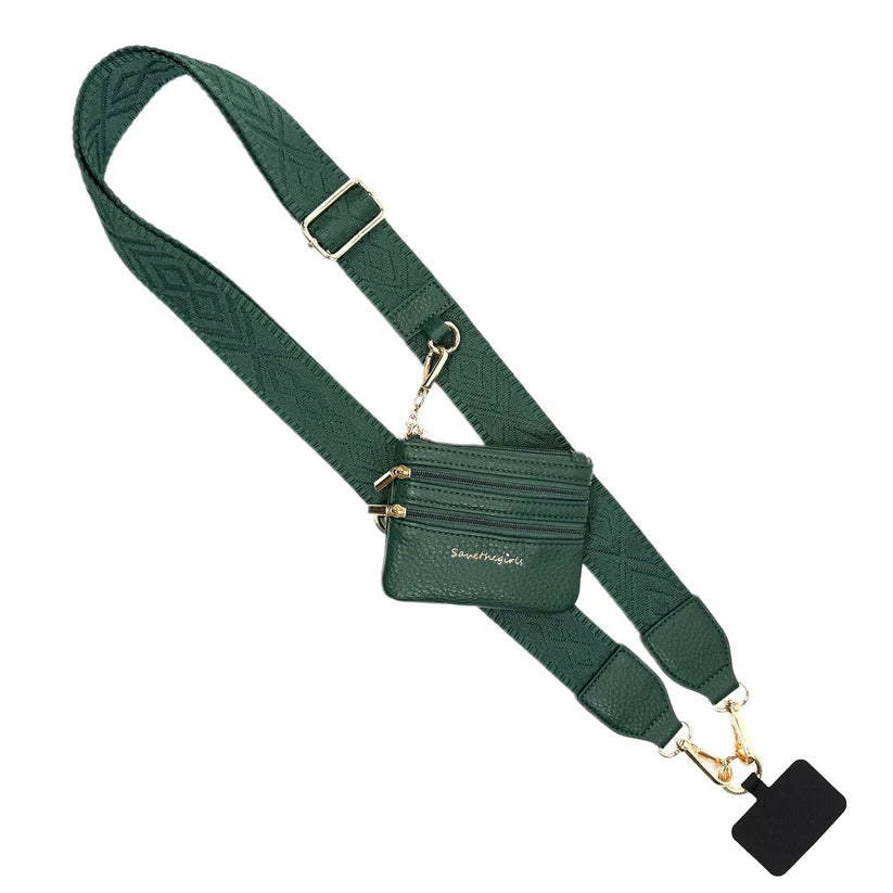 Shop Clip & Go Strap with Zippered Pouch | Save The Girls-Hunter Green at Ruby Joy Boutique, a Women's Clothing Store in Pickerington, Ohio