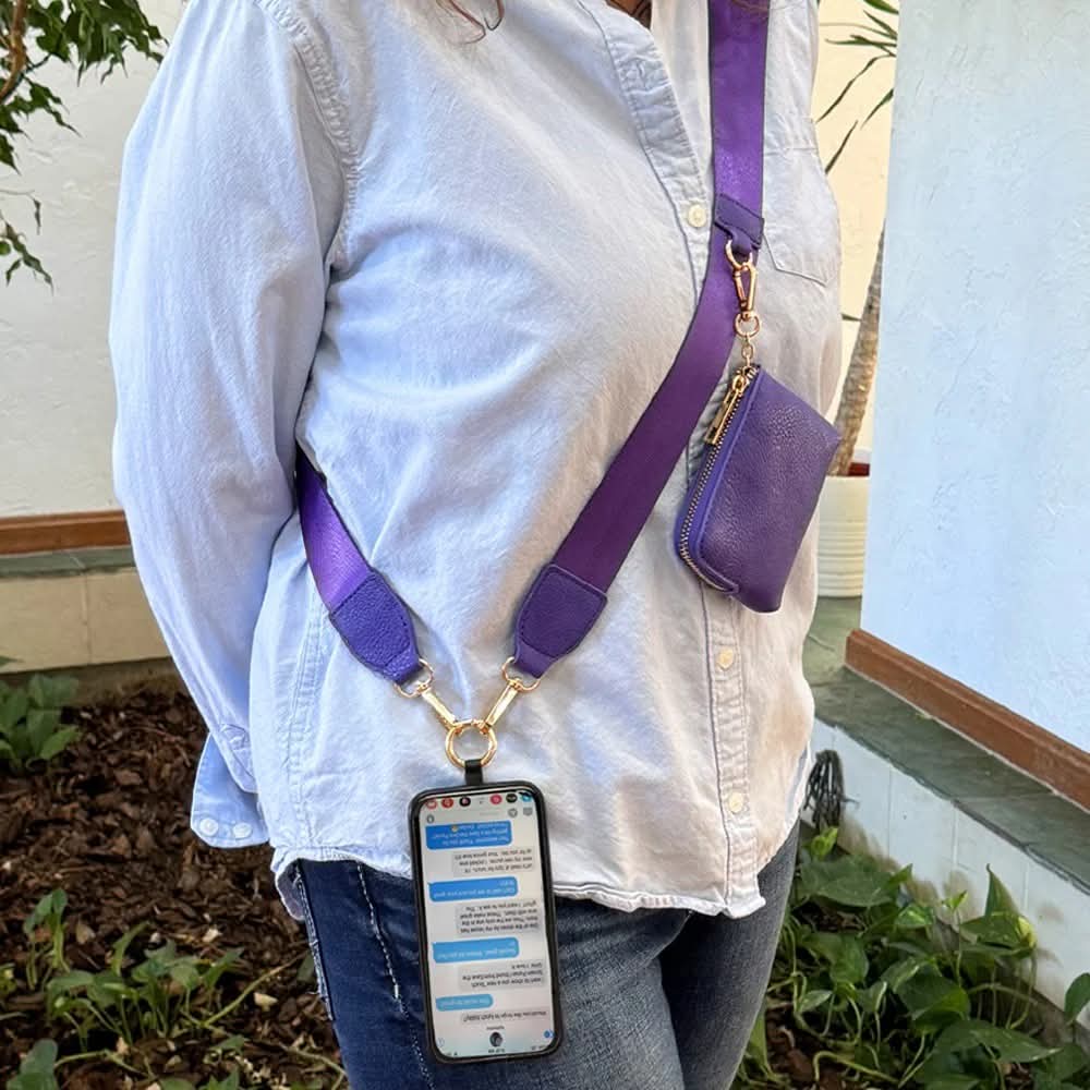 Shop Clip & Go Strap with Zippered Pouch | Save The Girls-Purple at Ruby Joy Boutique, a Women's Clothing Store in Pickerington, Ohio