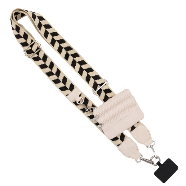 Shop Clip & Go Strap with Zippered Pouch | Save The Girls-Black & Cream Chevron at Ruby Joy Boutique, a Women's Clothing Store in Pickerington, Ohio