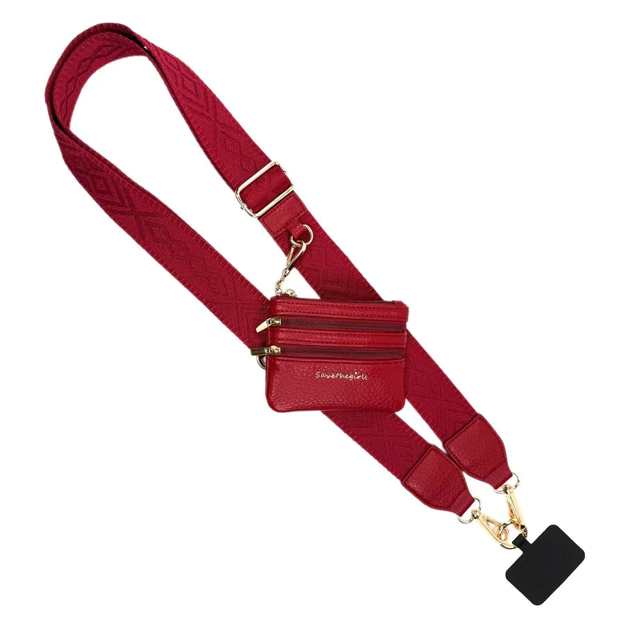 Shop Clip & Go Strap with Zippered Pouch | Save The Girls-Burgundy at Ruby Joy Boutique, a Women's Clothing Store in Pickerington, Ohio