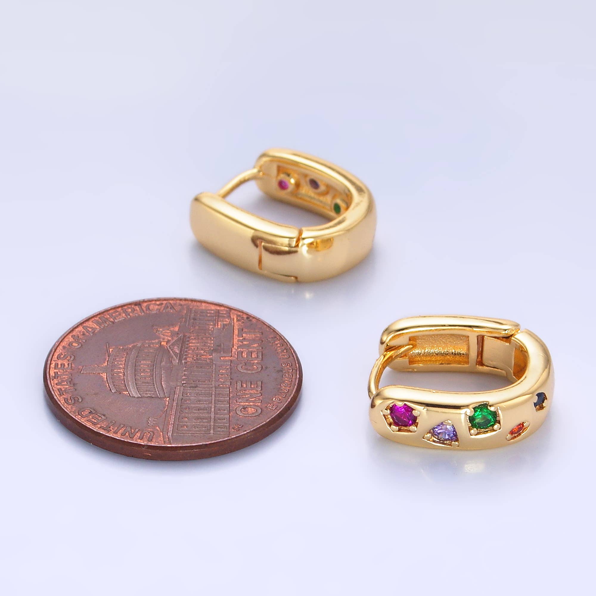 Shop Colorful Crystal Huggie Earrings- at Ruby Joy Boutique, a Women's Clothing Store in Pickerington, Ohio
